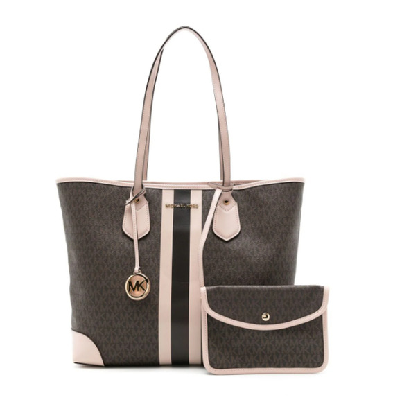 Michael Kors Handbags - MICHAEL MICHAEL KORS Eva Large Logo Stripe Tote Bag